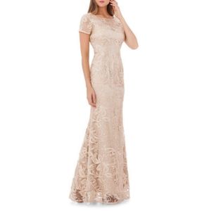 Floral Embroidered Lace Trumpet Gown